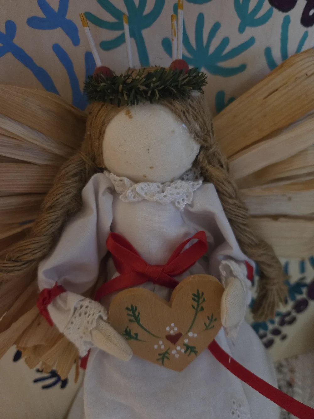 Vintage handmade tree topper winter solstice decor holiday candle crown nordic